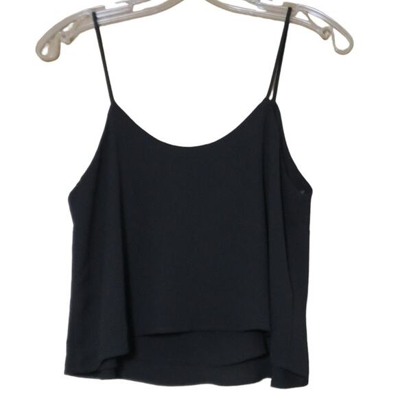 LUSH Tank Top Cropped Flowy Pullover Sleeveless Shirt Spaghetti Straps Black M - Picture 2 of 6